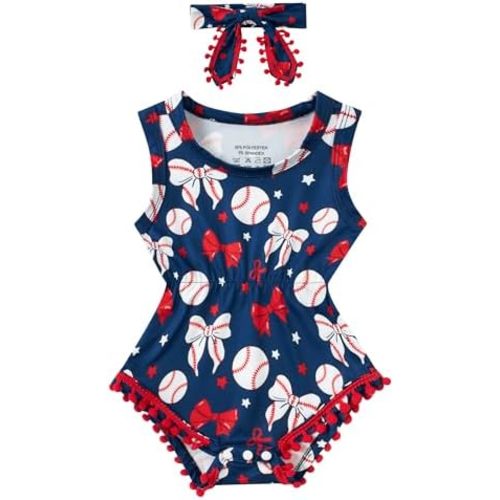 BFUSTYLE Baby Girl Clothes 0-24 Months Outfit Sleeveless Infant Romper Bodysuit with Headband