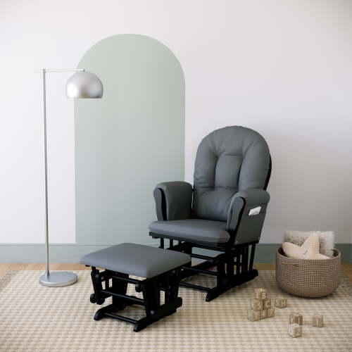 Storkcraft Hoop Infant Nursery Glider and Ottoman, Black with Gray