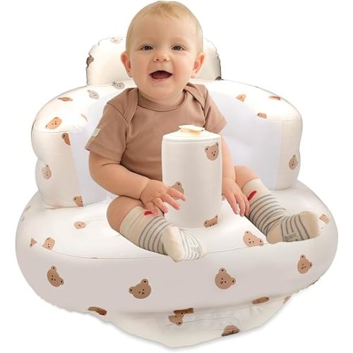 Inflatable Baby Seat for Babies 3 Months and Up, Inflatable Baby Chair Baby Floor Seats for Sitting Up, Blow up Baby Chair Built in Air Pump Support Chair