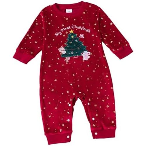 Newborn Baby Girl Boy Christmas Outfit Long Sleeve Romper Jumpsuit Bodysuit Santa Infant Fall Winter Clothes