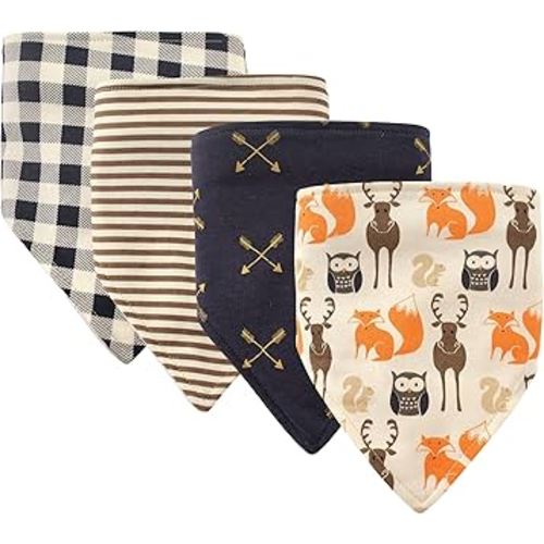 Hudson Baby Unisex Baby Cotton Bandana Bibs, Forest, One Size