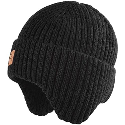 Baby Beanie Fleece Lined Toddler Winter Hat with Ear Flaps Little Girls Boys Warm Hats Cute Beanies for Kids