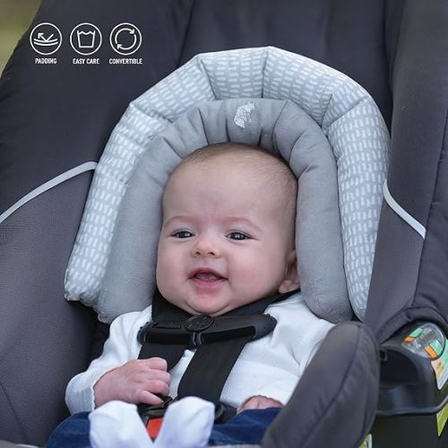 Eddie Bauer Baby 2-in-1 Head Support for Car Seats, Strollers, Swings, Grey and White