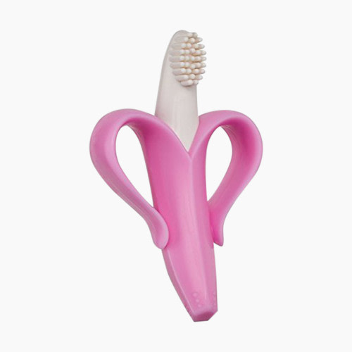 Baby Banana Teether & Infant Training Toothbrush - Pink
