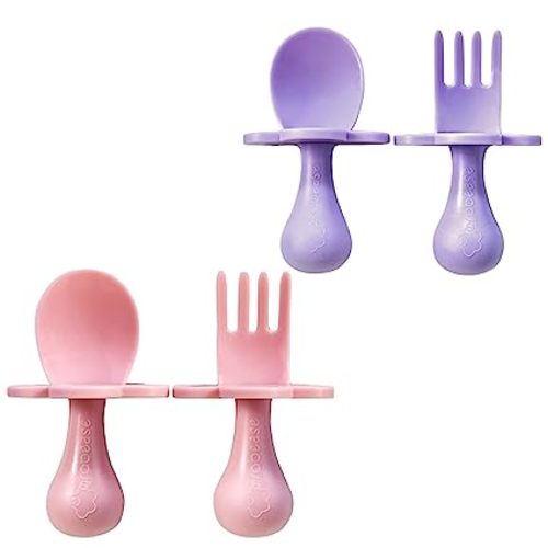 Grabease, Double Silicone Spoons, 3m+, Blush