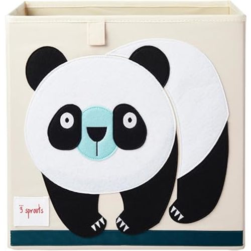 3 Sprouts Toy Storage Organizer: Toy Box Cube Organizer for Playroom, Nursery - Foldable Storage Bin - Panda