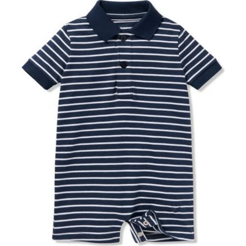 Stripe Pima Cotton Polo Romper, 3-6M