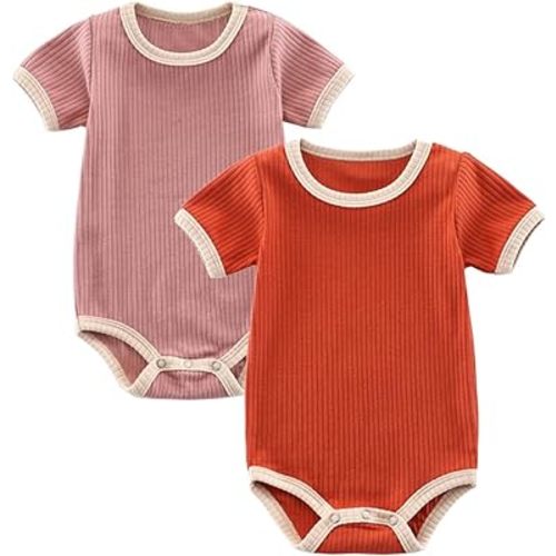 Baby Bodysuit, Baby Girls Boys Romper,Gender Neutral Baby Clothes, Organic Cotton,Pack of 2