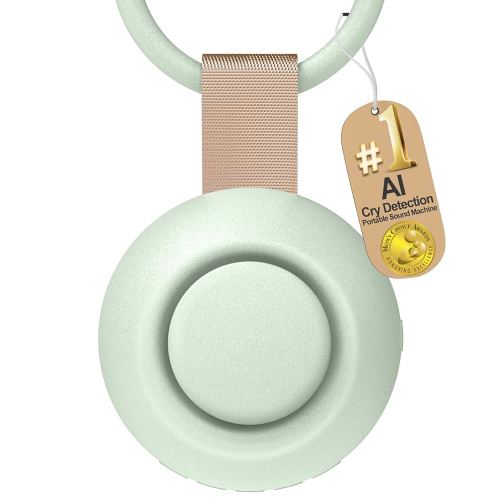 2025 Mom's Choice Awards, Portable Sound Machine for Baby Adult, AI Cry Detection, 18 Soothing Sound, Bluetooth Rechargeable White Noise Machine for Home Office Travel, Nursery Light, Green