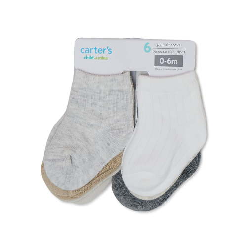 Carter's Child of Mine, Infant Baby Boy Ribbed Crew Socks, 6 Pack, Size 0-12 Months