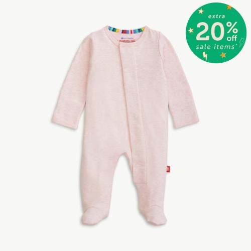 pink melange organic cotton magnetic parent favorite footie – Magnetic Me