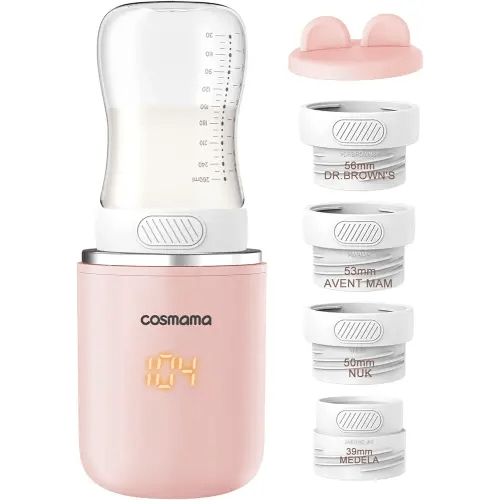 Bottle Warmer,Fast Heating Portable Bottle Warmer with 4 Adapter,Cordless Travel Bottle Warmer with Most Bottles,Rechargeable Baby Bottle Warmer for Breastmilk or Formula,Accurate Temperature