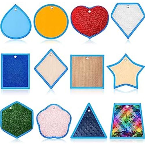Liliful 12 Set Sensory Mats Mini Assorted Textured Sensory Floor Tiles Play Mat Tiles Sensory Wall Panel Educational Tactile Sensory Toys for Autism Sensory Room Wall Tactile Play Activity