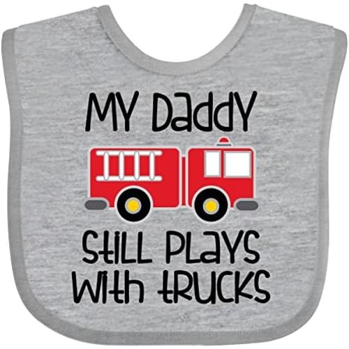 inktastic Firefighter Daddy Plays with Trucks Baby Bib