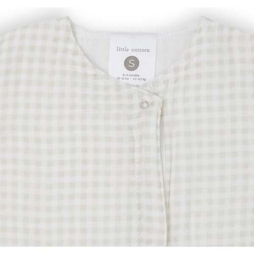 Cotton Muslin Sleep Bag Small, Tan Gingham - Little Unicorn | Maisonette
