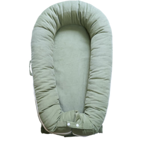 Deluxe Infant Lounger, Baby Nest Cover for Baby Girls & Boys, Newborn Essentials for Baby 0-12 Months, 100% Cotton, Portable Travel Bed (Corduroy Cotton, Sage Green)