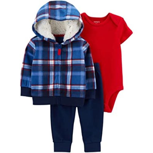 Carter's Baby Boys' Cardigan Sets, Blue Plaid/Red, 3m