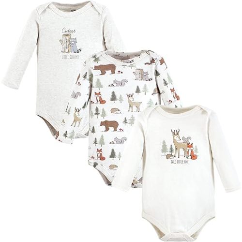 9-12MTH Hudson Baby unisex-baby Cotton Long-sleeve Bodysuits