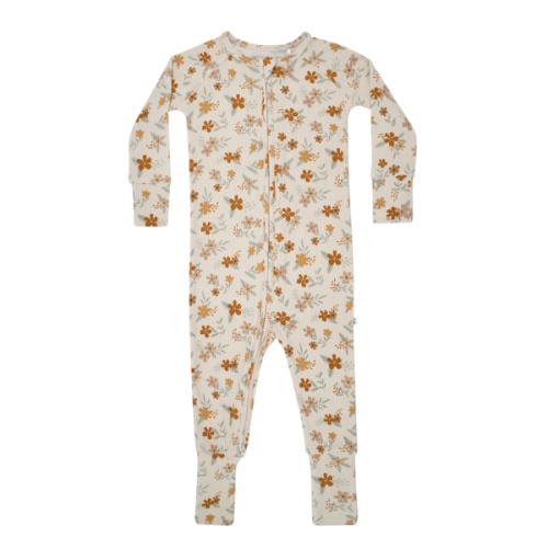 Autumn Floral Small Ribbed Zip Romper