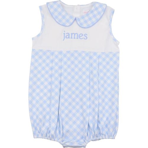 Blue Check Knit Bubble 6M