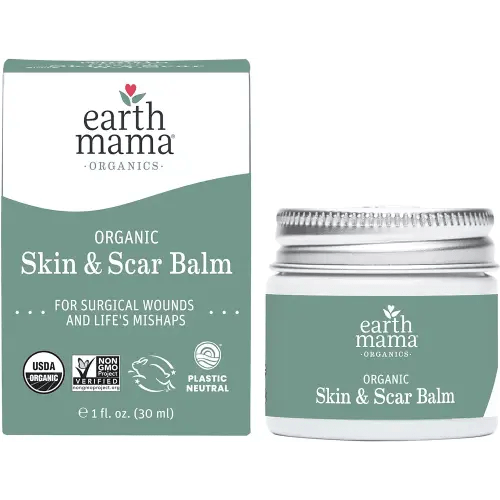 Earth Mama Organic Skin & Scar Balm |C-Section Recovery Skin Care, Pregnancy Stretch Mark Scar Cream with Organic Jojoba Oil, Tamanu Oil & Gotu Kola