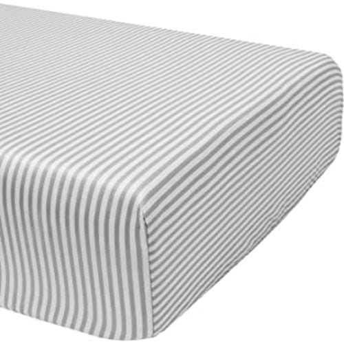 Crib Fitted Sheet by Pure Bamboo, Genuine 100% Organic Viscose Derived from Bamboo, Luxuriously Soft, Ultimate Cooling, Fits Standard Size Crib Mattress (Stripes)
