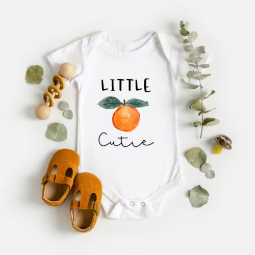 Little Cutie Baby Bodysuit, Little Cutie Baby Shower, Orange Baby Outfit, Baby Shower Gift, Newborn Outfit, Newborn Baby Gift, Baby Gifts