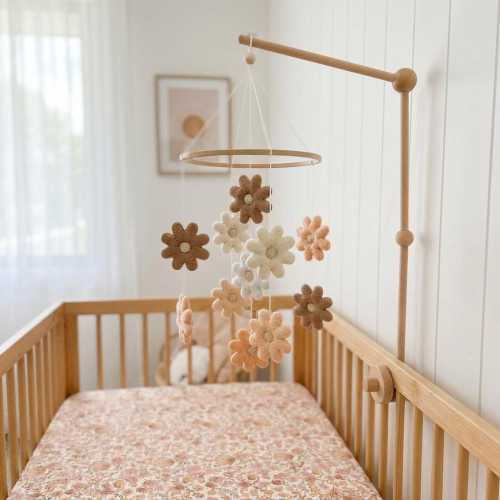 Daisy Floral Nursery Mobile – Handmade Baby Crib Mobile | Boho Flower Nursery Decor | Soft Pastel Baby Mobile | Baby Shower Gift