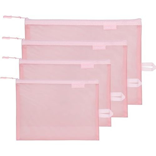 SUPACOOL Set of 4 Travel Mesh Organizer Bags, COLOR PINK