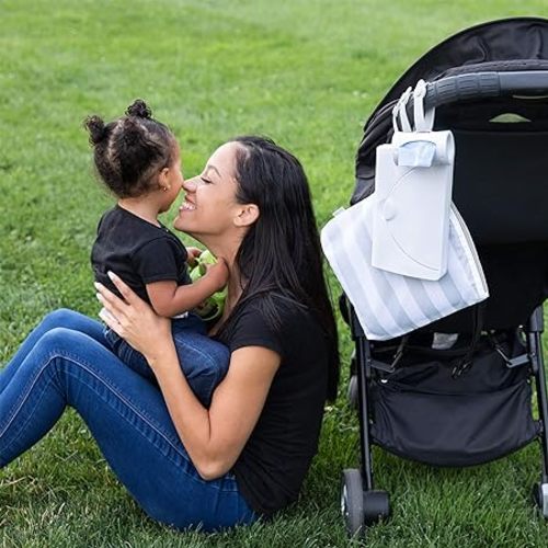 Ubbi Retractable On the Go Bag Dispenser for Baby Travel, Diaper Bag Accessory Must Have for Newborn, Helpful Baby Item, Baby Gift, Lavender Scented, White - 1 Count (Pack of 1)