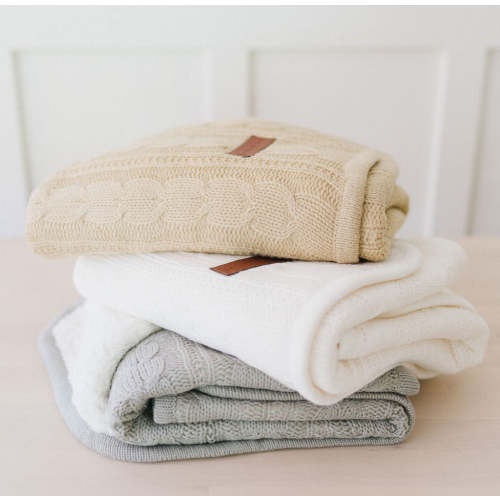 Cozy Cable Knit Stroller Blanket
