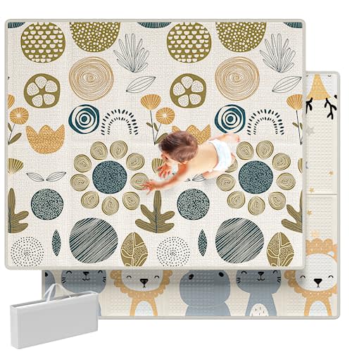 Mloong Baby Play Mat for Floor,59x71x0.4inch Playmat for Baby with Carry Bag, Foldable Play Mat,Kids Foam Play Mat,Waterproof Carlwing Mat for Baby,Large Infant Playmat,Indoor&Outdoor Playing Mat