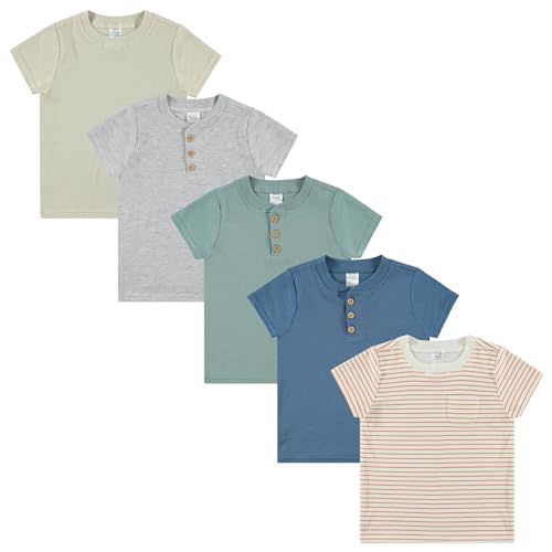 Cudlie 5-Pack Toddler/Baby Boy Short Sleeve Shirts - Premium Quality T-Shirt Tops