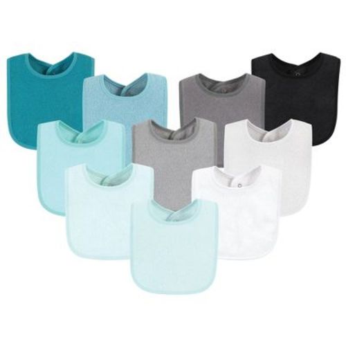 Hudson Baby Drooler Bib With Waterproof Lining, Gray Mint, One Size
