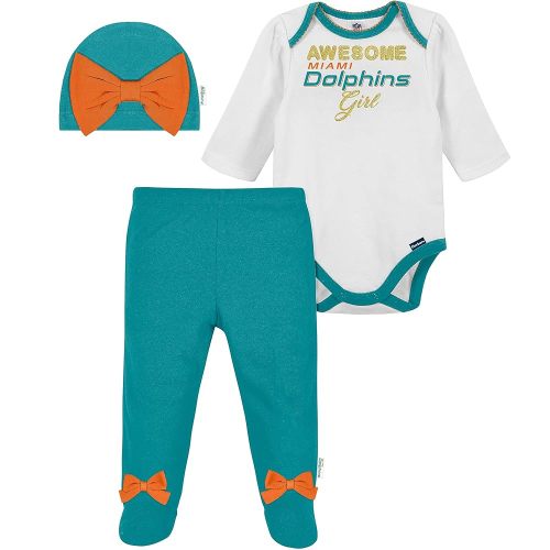 Miami Dolphins- Gerber NFL Baby Girls Nfl Team Footed Pant and Bodysuit Gift Set