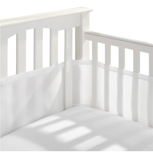 BreathableBaby Breathable Mesh Liner for Full-Size Cribs, Classic 3mm Mesh, White (Size 4FS Covers 3 or 4 Sides)