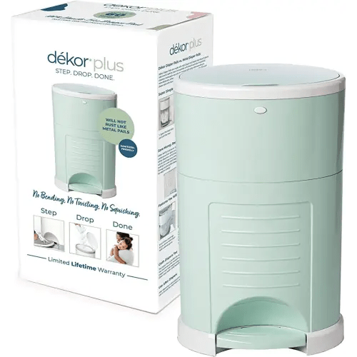 Dekor Plus Hands-Free Diaper Pail | Soft Mint | Easiest to Use | Just Step – Drop – Done | Doesn’t Absorb Odors | 20 Second Bag Change | Most Economical Refill System |Great for Cloth Diapers