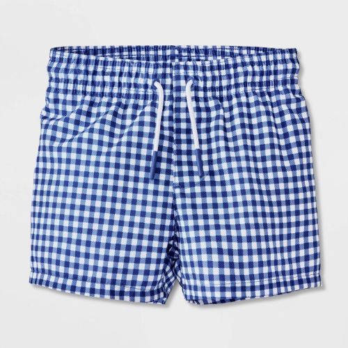Baby Boys' Gingham Trunk - Cat & Jack™ Blue 3M
