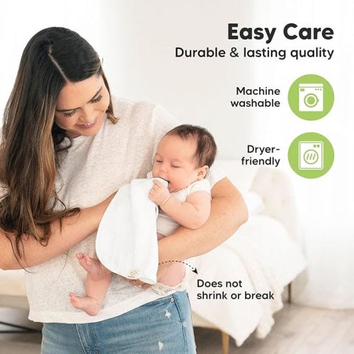5-Pack Muslin Burp Cloths for Baby Boys and Girls - Organic Baby Burp Cloth, Bamboo Viscose Cotton Baby Washcloths, Burp Rags, Large Neutral Burp Clothes for Newborn (Soft White)
