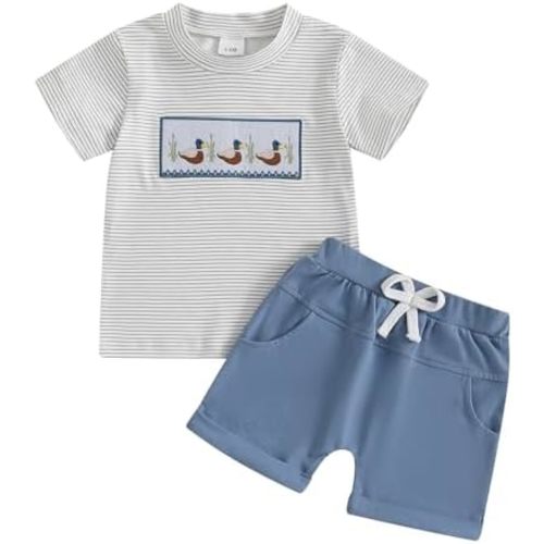 Toddler Baby Boy Summer Clothes Mallard Duck Short Sleeve T-Shirt Shorts Casual 2pcs Set Infant Hunting Outfit