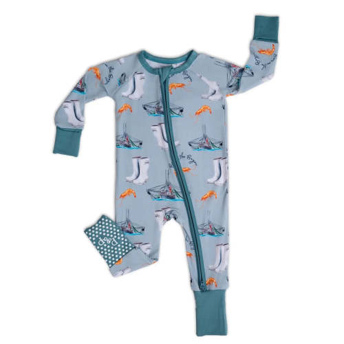 Pearls & Pelicans Born on the Bayou Bamboo Zip-Up Pajamas