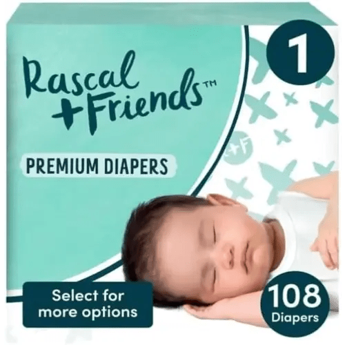 Rascal + Friends Premium Diapers, Size 1, 108 Count