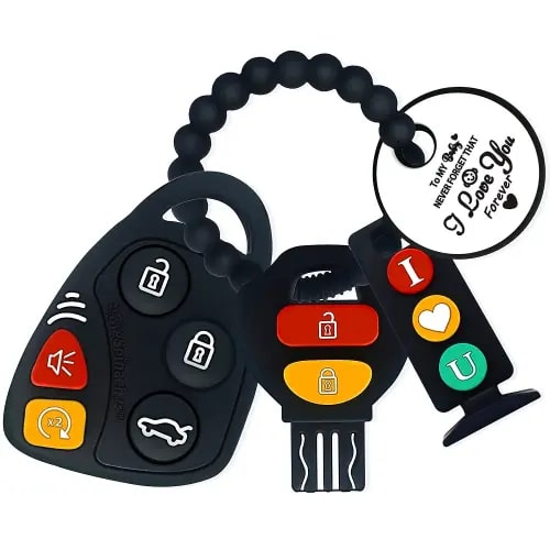 Baby Teething Keys Toys 6 to 12 Months,Gothic Car Teether Combo Set,Car Key Remote Toy Controller for Toddler(Gothic) (Gothic, Black)