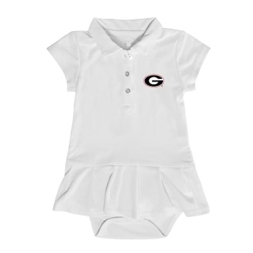 Girls Infant Garb  White Georgia Bulldogs Caroline Cap Sleeve Polo Dress