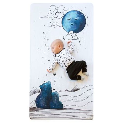 Jumpoff Jo - 100% Cotton Fitted Crib Sheet, Super Soft, For Standard Crib Mattresses And Toddler Beds - Mama Bear Blue