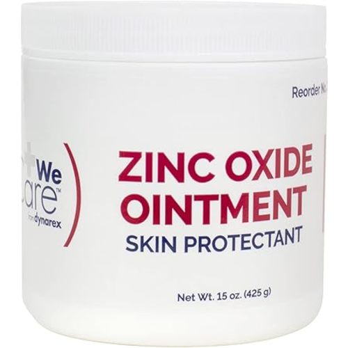 Dynarex Zinc Oxide Ointment, Soothes, Prevents, and Relieves Diaper Rash, Chaffed Skin, and Irritation, White, 1 Count - 15 oz. Jar of Ointment