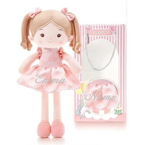 Personalized Soft Baby Doll Toys for Girls (16''), My First Birthday Gift, Christmas Dolls, Baby Rag Doll Plush Toys for Toddler Kids Infants -Sweetheart Girl Light