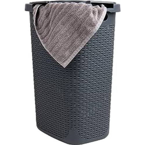 Amazon.com: Mind Reader 60L Slim Laundry Hamper, Clothes Basket, Lid, Wicker Design, Plastic, 17.65"L x 13.75"W x 24.15"H, Gray : Everything Else