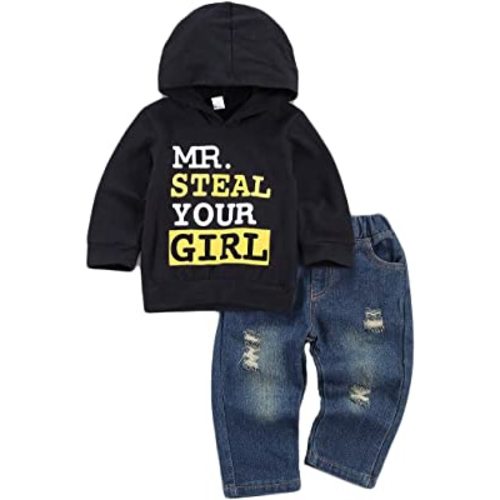 fhutpw Toddler Baby Boy Outfits Hoodie Sweatshirts & Jeans Clothes Set Fall Winter 6 9 12 18 24 Months