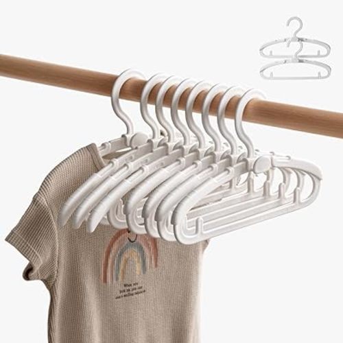 Baby Hangers for Closet, Non-Slip, Space Saving, Adjustable Toddler Hangers, 30 Pack, White